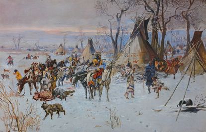 Picture of Indian Hunters' Return (medium) (Charles M. Russell Print)