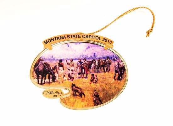 Picture of 2015 Montana State Capitol Ornament - Lewis and Clark Meeting Indians at Ross' Hole