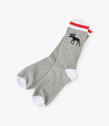 Picture of Socks - Grey Stripe with Moose