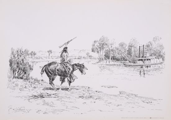 Picture of Report of Custer Massacre (Charles M. Russell Print)
